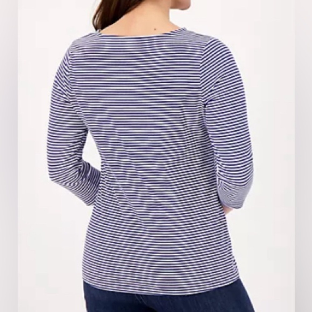 NEW - Denim & Co. Essentials Striped Jersey Boatneck 3/4 Sleeve Top. A488294. 1X - Picture 2 of 6